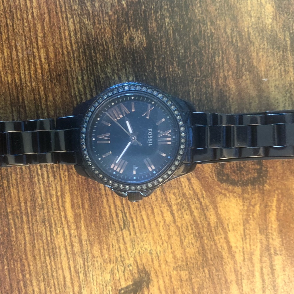 Fossil black womens Roman numerical watch